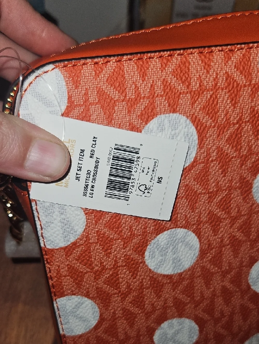 Michael Kors Orange and White Polka Dot Crossbody Bag